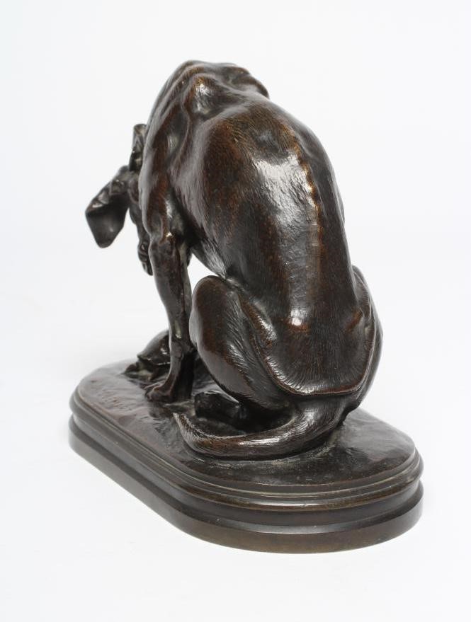 ALFRED JACQUEMART (French 1824-1896) "The Hound and Tortoise", c.1900, bronze, signed to cast, dark Image