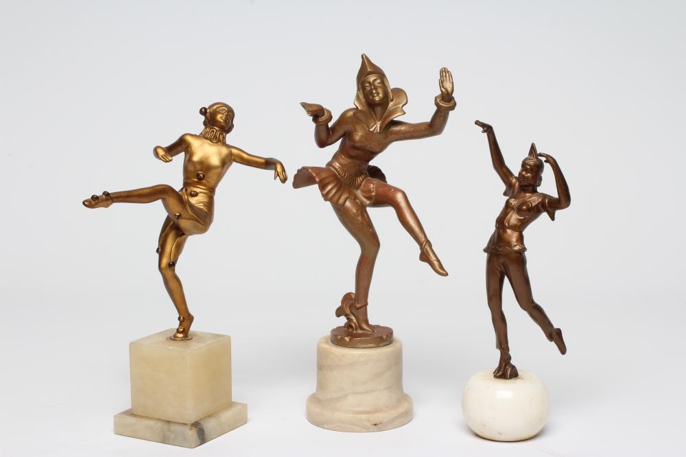 AFTER GERDA IRA GOTTSTEIN (GERDAGO)- an Art Deco spelter figure of a dancing Harlequin Image