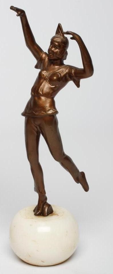 AFTER GERDA IRA GOTTSTEIN (GERDAGO)- an Art Deco spelter figure of a dancing Harlequin Image