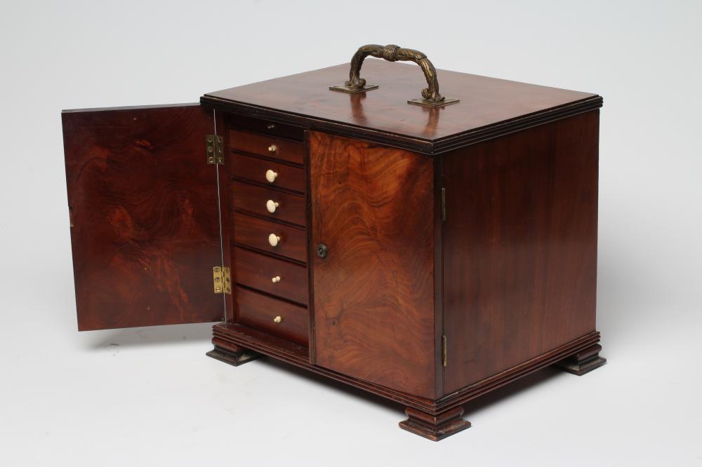 A VICTORIAN MAHOGANY SPECIMEN CABINET of oblong form with reeded edging Image