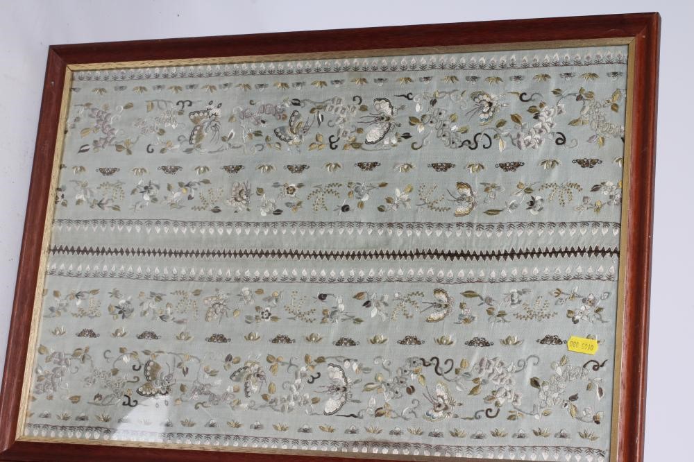 THREE CHINESE SILK EMBROIDERED PANELS Image