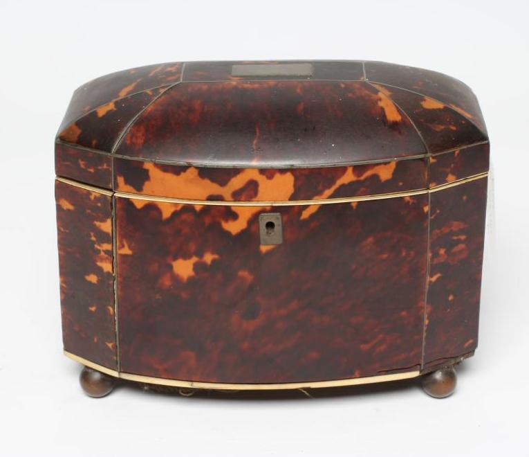 A TORTOISESHELL TEA CADDY Image
