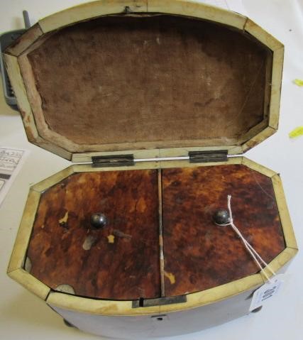 A TORTOISESHELL TEA CADDY Image
