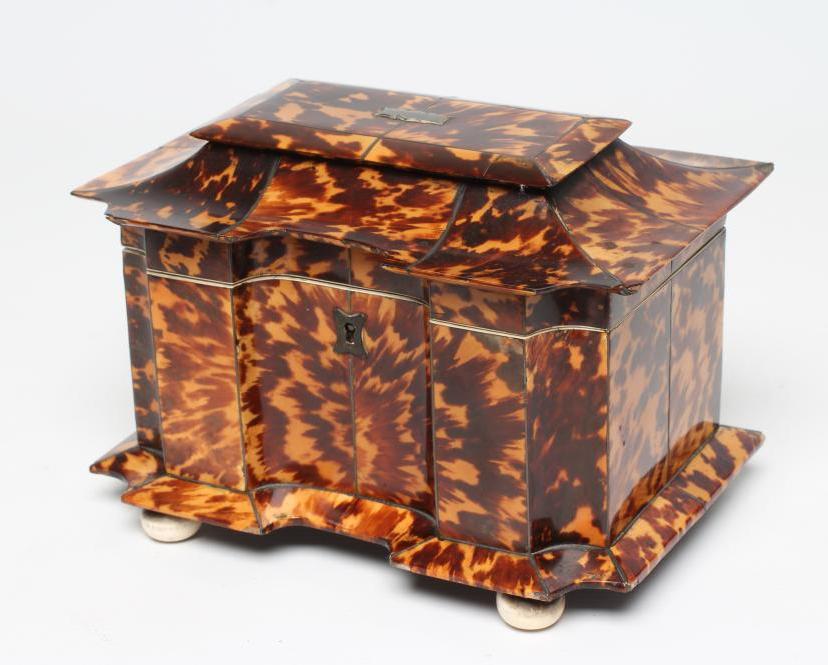 A TORTOISESHELL TEA CADDY Image