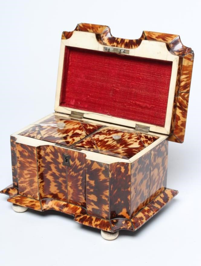 A TORTOISESHELL TEA CADDY Image