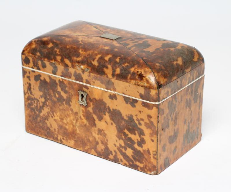 A TORTOISESHELL TEA CADDY Image
