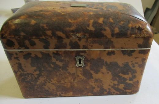 A TORTOISESHELL TEA CADDY Image