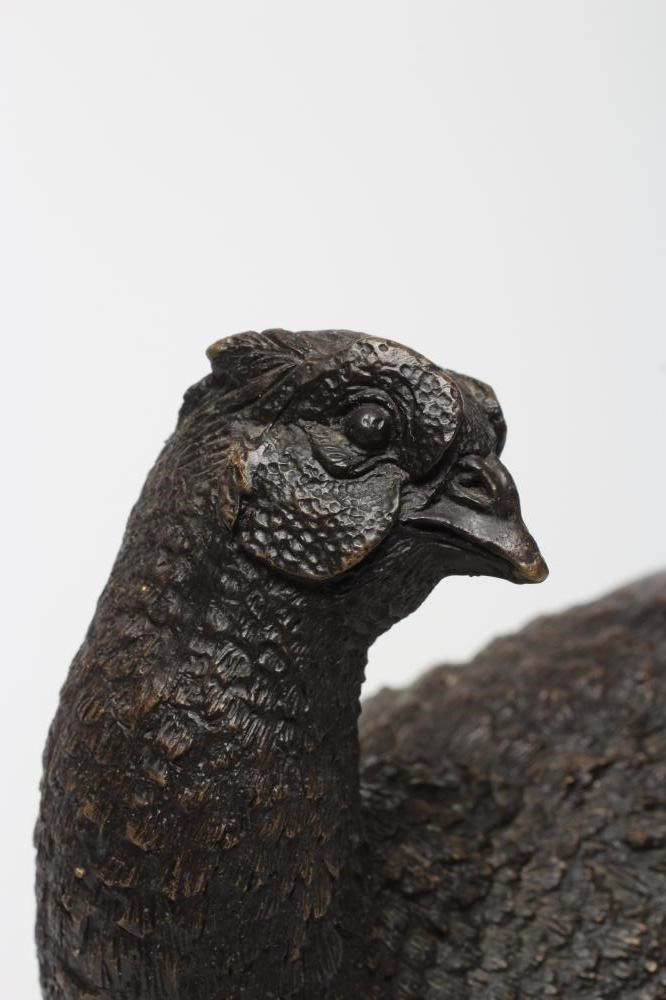 AFTER JULES MOIGNIEZ (French 1835-1894) a bronze pheasant, signed to cast, dark brown patination, on Image