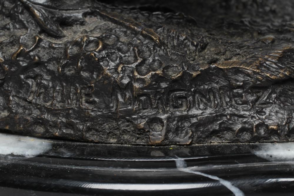 AFTER JULES MOIGNIEZ (French 1835-1894) a bronze pheasant, signed to cast, dark brown patination, on Image