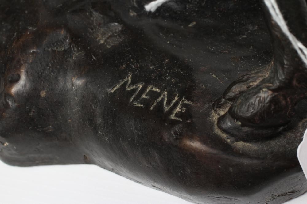 AFTER PIERRE-JULES MENE (French 1810-1879) a bronze mountain goat on a rocky outcrop, signed to Image