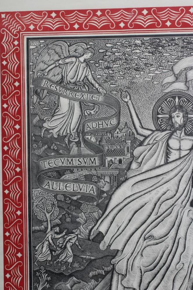 Denis Tegetmeir (1895-1987) The Resurrection of Christ with Red Decorative Border, signed in pencil Image