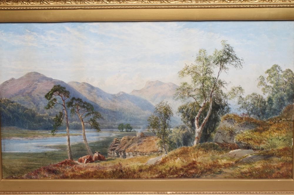 John Faulkner (1835-1894) Mountainous landscape with Cattle in the Foreground Image