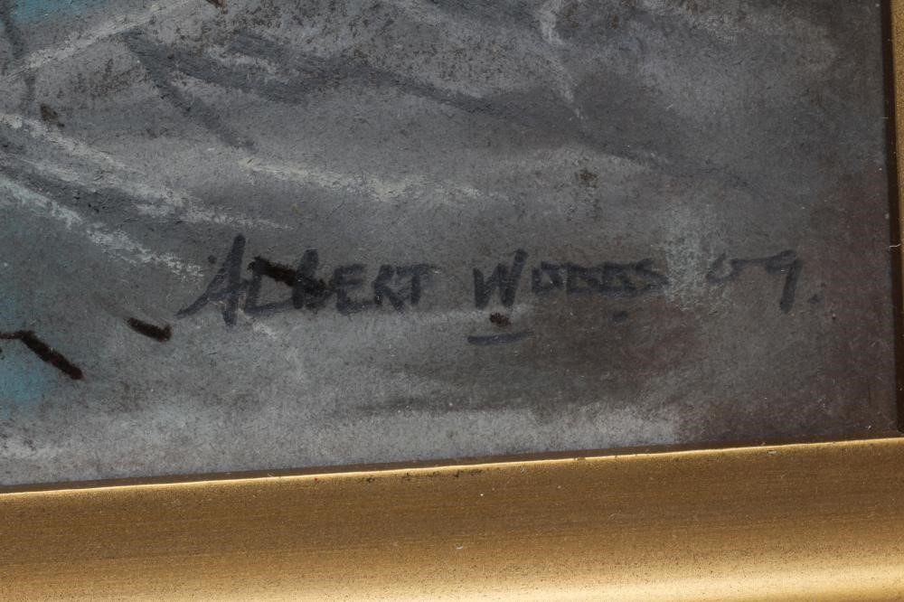 Albert Woods (1871-1944) Cattle on a Rural Lane with Farm Buildings in the Distance, signed and Image