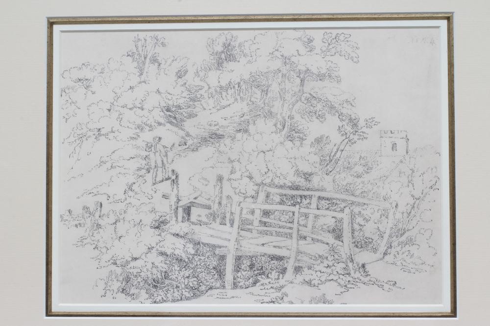 Paul Sandby Munn (1773-1845) Rural Scene with Wooden Bridge over a Stream, indistinctly inscribed Image