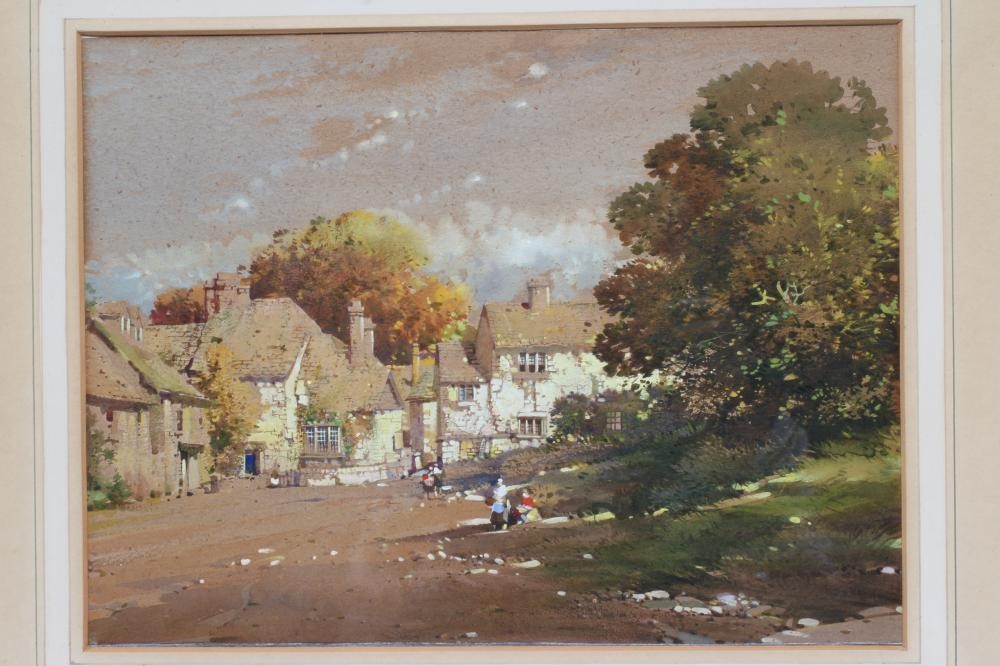 Noel Harry Leaver (1889-1951) Rural Village Scene, watercolour and gouache, 11" x 14 1/2", framed Image