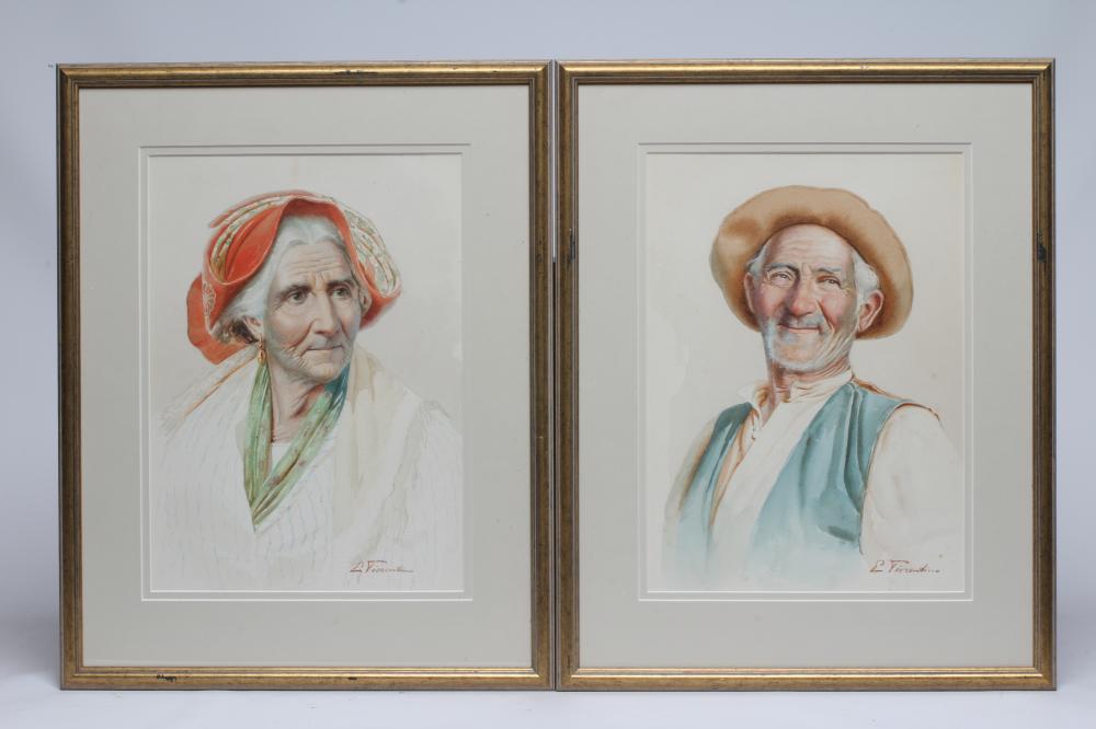 Edoardo Tiorentino (1824-1886) Portraits of an Italian Lady and Gentleman, each signed lower right, Image