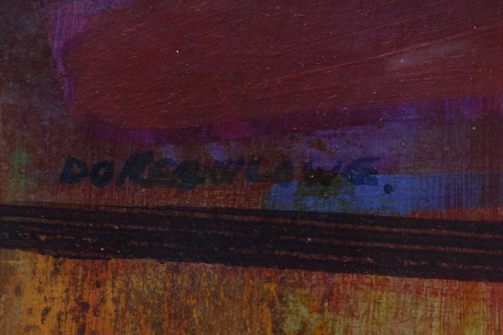 Doreen Lowe (1932-2016) The Fall, signed lower right, gallery label verso, oil on paper, 19" x 14", Image