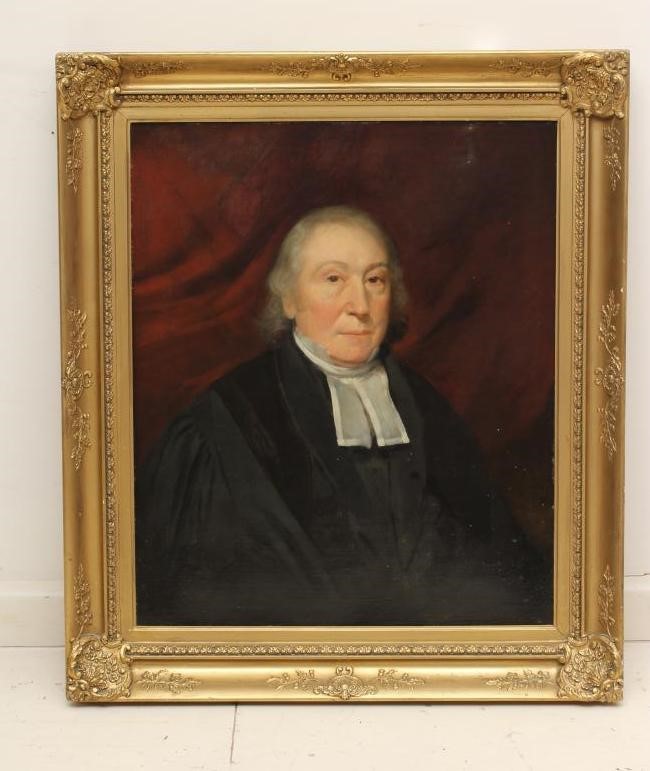 English School, 19th century Portrait of a Clergyman, head and shoulders, oil on canvas, 30" x 25", Image