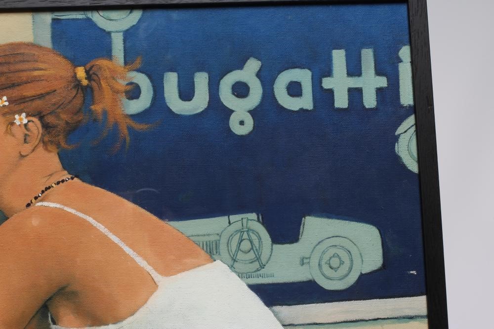 Roger Eastwood (Born 1942) Bugatti, signed lower left, dated 2002, oil on board, 21 1/2" x 17 1/2", Image
