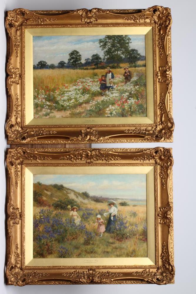 George Sheridan Knowles (1863-1931) A Summer's Day and Gathering Poppies, a pair, oil on canvas, 13" Image