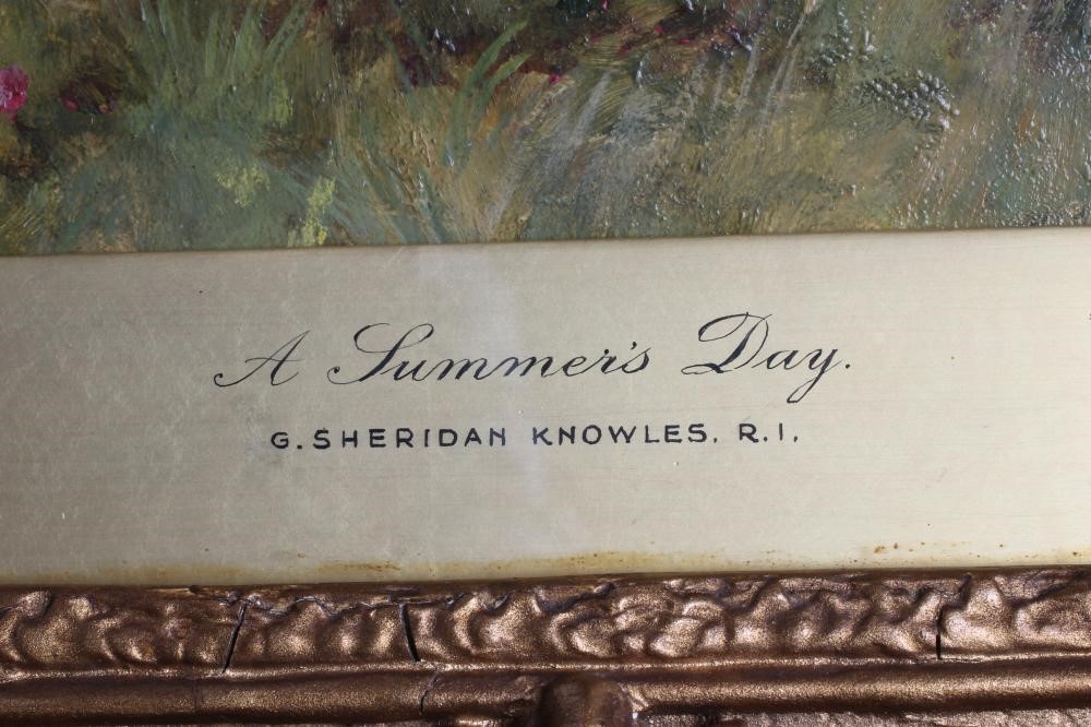 George Sheridan Knowles (1863-1931) A Summer's Day and Gathering Poppies, a pair, oil on canvas, 13" Image