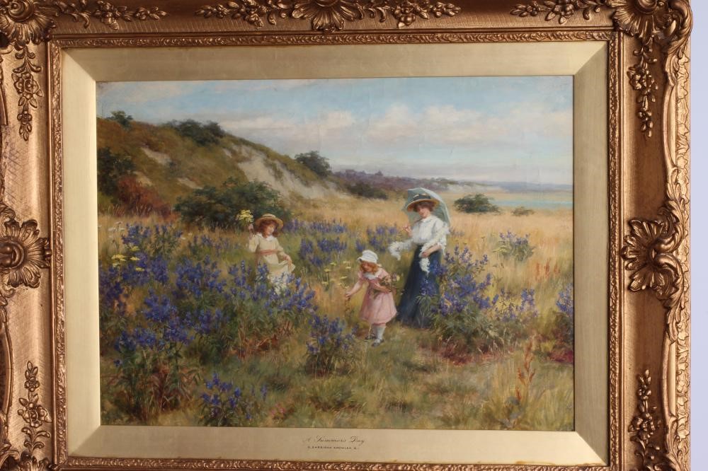George Sheridan Knowles (1863-1931) A Summer's Day and Gathering Poppies, a pair, oil on canvas, 13" Image