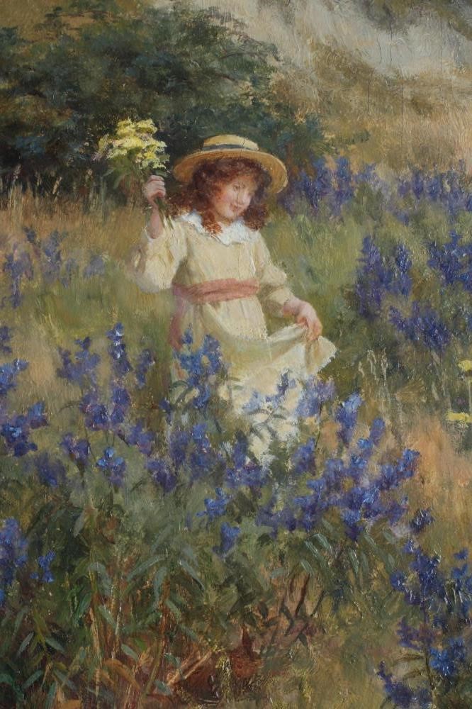George Sheridan Knowles (1863-1931) A Summer's Day and Gathering Poppies, a pair, oil on canvas, 13" Image