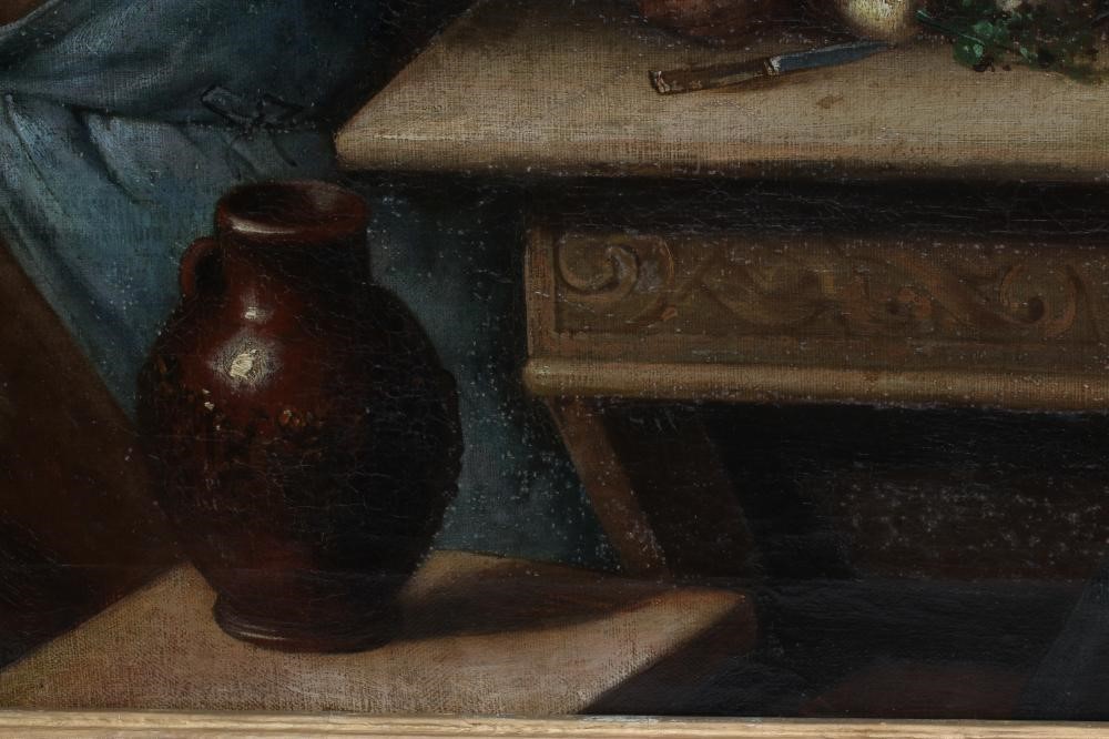 De Greda (Continental School, 19th century) Monks Enjoying a Drink, oil on canvas, 20" x 27", gilt Image