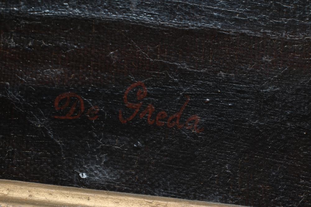 De Greda (Continental School, 19th century) Monks Enjoying a Drink, oil on canvas, 20" x 27", gilt Image