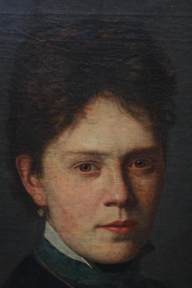 English School, Late 19th century Portrait of a Lady, head and shoulders, wearing a black dress and Image