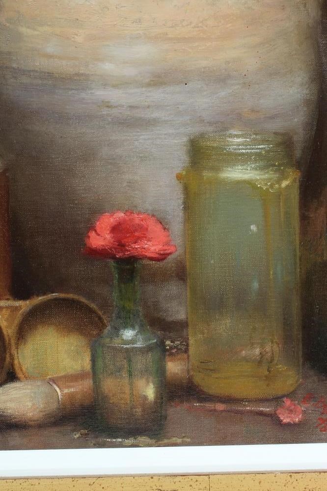 Bohuslav Barlow (Born 1947) Still life with Carnations and Earthenware Pots Image