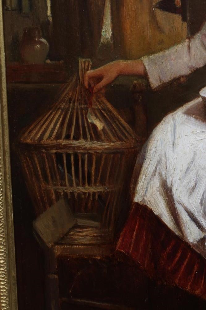 Carlton Alfred Smith (1853-1946) Feeding the Jackdaw, signed and dated 1905 lower left, oil on panel Image