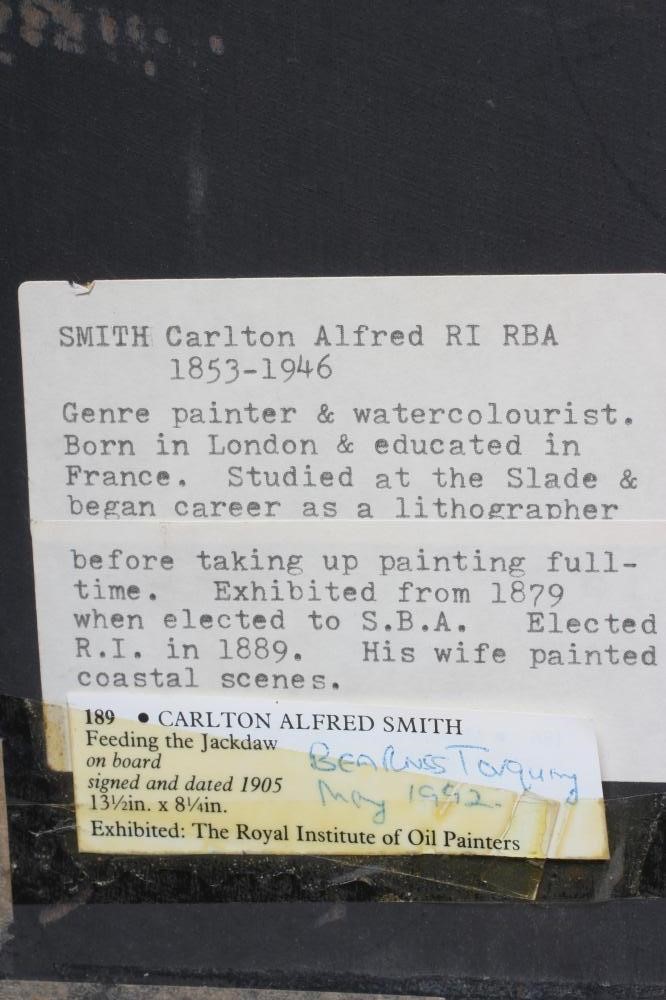 Carlton Alfred Smith (1853-1946) Feeding the Jackdaw, signed and dated 1905 lower left, oil on panel Image