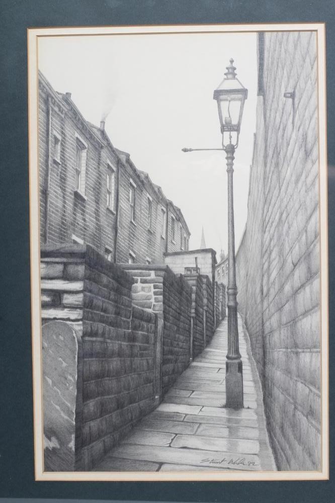 Stuart Walton (Born 1933) Back Street, Bradford, signed and dated 82 lower right, pencil, 15" x 9 Image