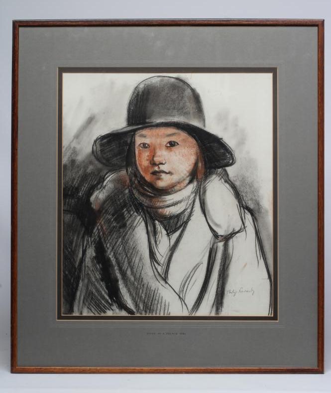 Philip Naviasky (1894-1983) Study of a French Girl, signed lower right, pastel, 18" x 15 1/2", Image