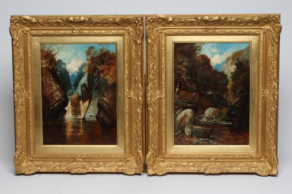 Clarence Roe (1850-1909) Views of River Gorges, a pair, each signed lower left, oil on canvas, 15" x Image