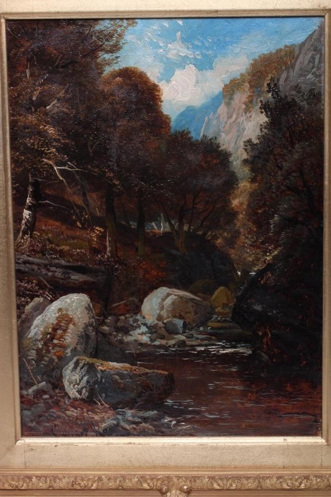 Clarence Roe (1850-1909) Views of River Gorges, a pair, each signed lower left, oil on canvas, 15" x Image