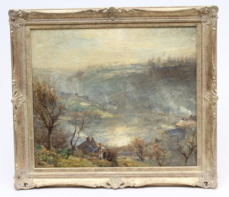 Herbert F Royle (1870-1954) Pateley Bridge, signed lower left, oil on canvas, 20 1/2" x 23 1/5" Image