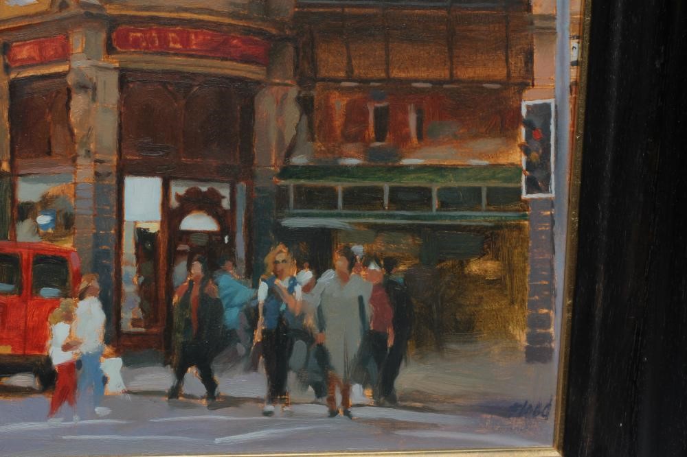 Alan Flood (Born 1951) Kirkgate Market, Leeds, signed lower right, acrylic on board, 24" x 10 1/2", Image
