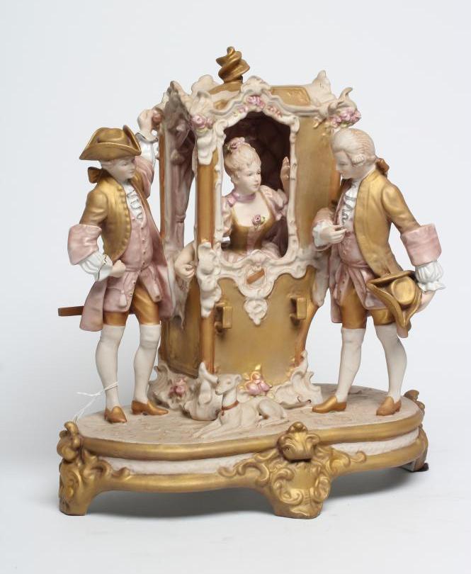 A ROYAL DUX PORCELAIN FIGURAL GROUP Image