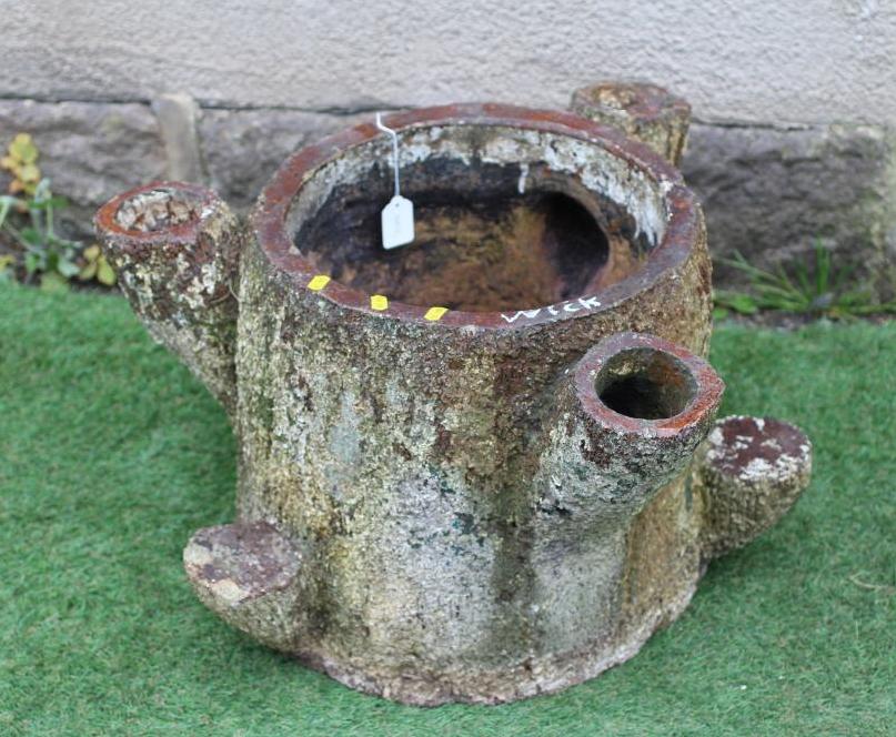 AN EARTHENWARE FAUX BOIS STRAWBERRY PLANTER, 15 1/2" x 14 1/2" (Est. plus 24% premium inc. VAT) Image