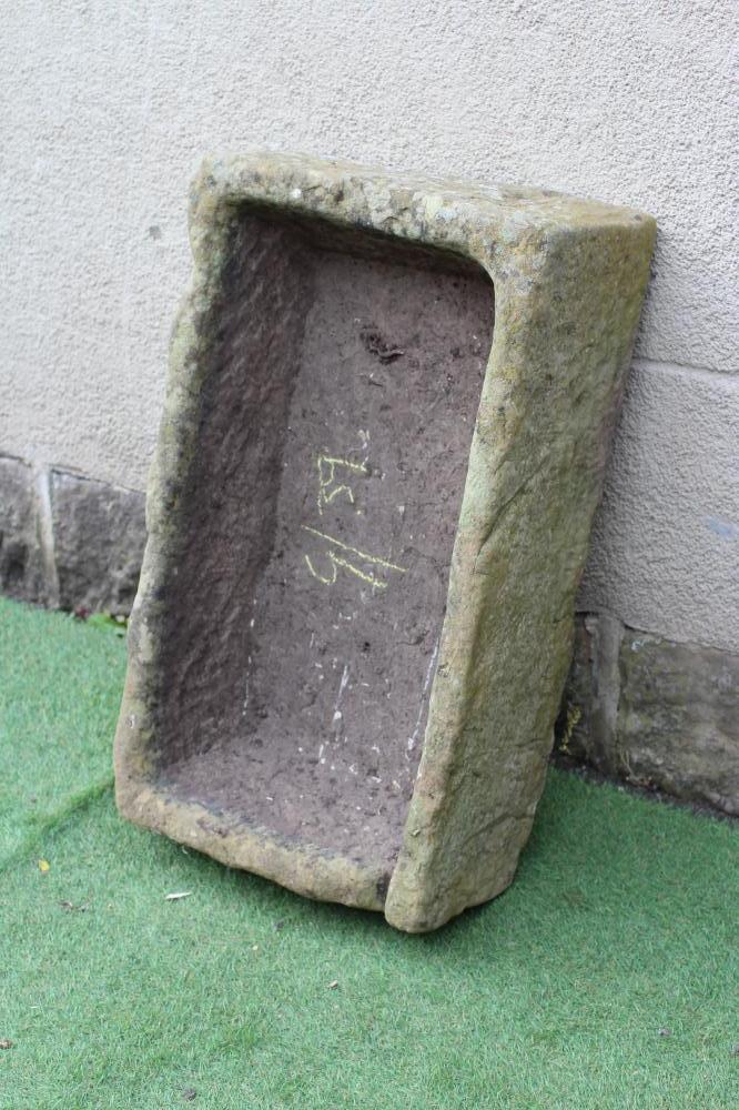 A SANDSTONE TROUGH of well cut oblong form, 18" x 30" x 8 3/4" (Est. plus 24% premium inc. VAT) Image