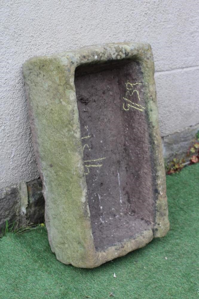 A SANDSTONE TROUGH of well cut oblong form, 18" x 30" x 8 3/4" (Est. plus 24% premium inc. VAT) Image