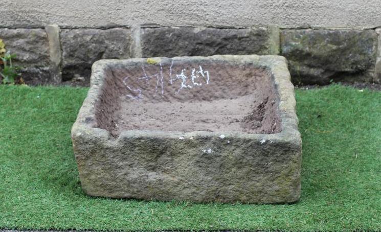 A SANDSTONE TROUGH of well cut shallow square form, 25" x 8" (Est. plus 24% premium inc. VAT) Image