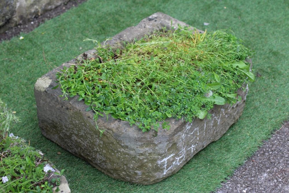 A MATCHED PAIR OF SANDSTONE TROUGHS of well cut D form, 22 1/2" x 16 1/2" x 7 1/2" (approx.) (Est. Image