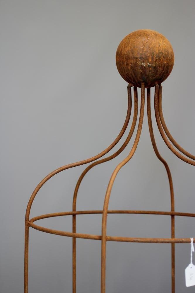 A HAND FORGED WROUGHT IRON "WINDSOR" OBELISK of cylindrical form, the top of curved outline with Image