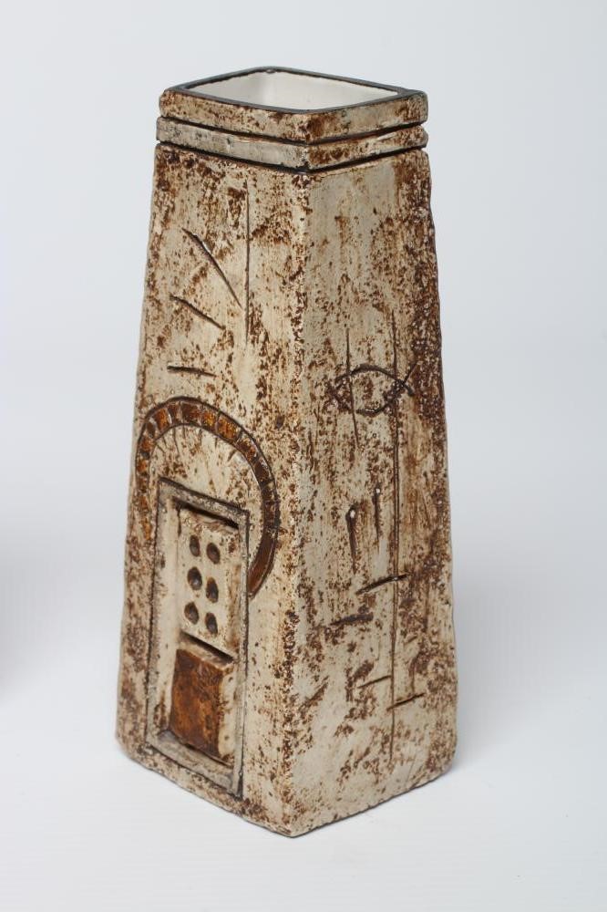 A MATCHED PAIR OF TROIKA POTTERY COFFIN VASES Image