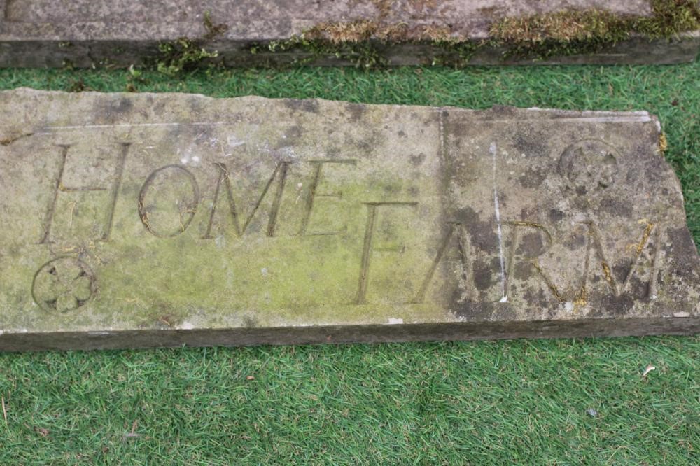 A CARVED SANDSTONE HOUSE NAME PLAQUE of shallow oblong form inscribed "Rookery", 22" x 8", together Image