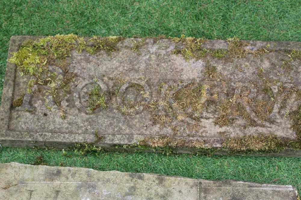 A CARVED SANDSTONE HOUSE NAME PLAQUE of shallow oblong form inscribed "Rookery", 22" x 8", together Image