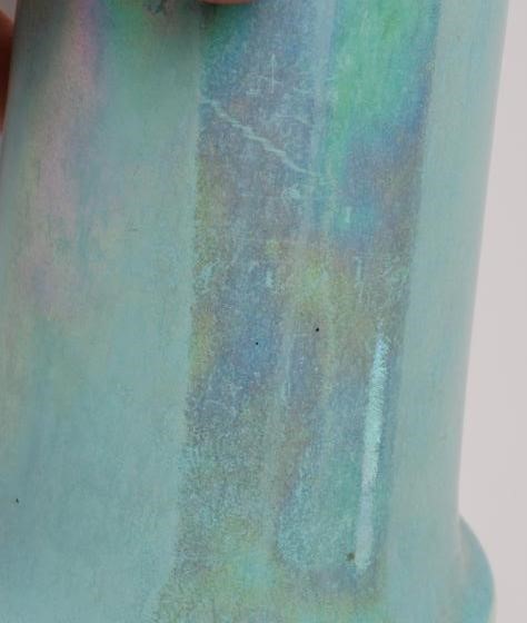 A RUSKIN POTTERY TURQUOISE LUSTRE GLAZED LILY VASE, 1930, of waisted cylindrical form, impressed Image